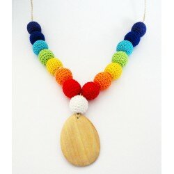 Collier maman crochet - Double arc en ciel
